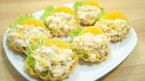 тарталетки с салатом мандариновый рай