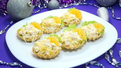 тарталетки с салатом мандариновый рай