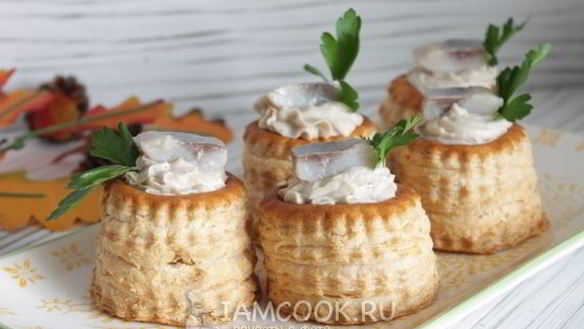 Рецепт Тарталетки с сельдью и творогом