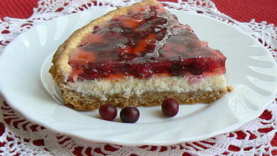 Рецепт клюквенный тарт с творожным сыром