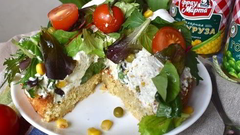 тарт с творогом, овощами и зеленью