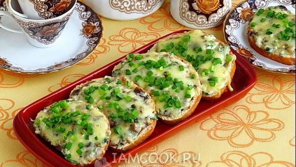 Рецепт Тартинки с грибами и творогом