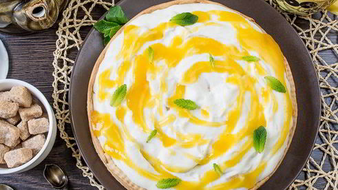 творожный тарт с персиками