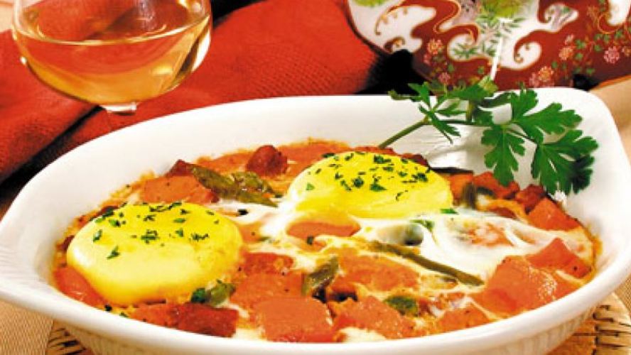 Рецепт яичница-глазунья с овощами