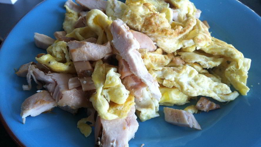 Рецепт яичница с курицей