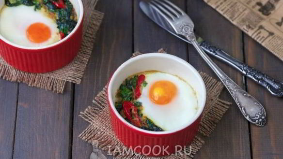 Рецепт Яичница со шпинатом