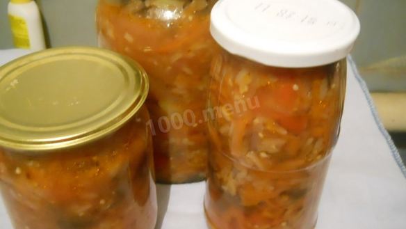 Рецепт Закуска морковь баклажаны перец с рисом на зиму