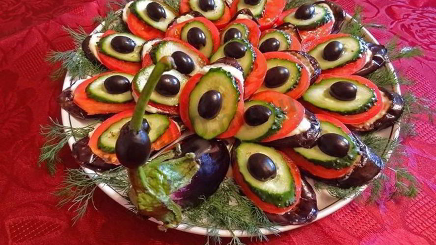 Рецепт закуска павлиний хвост из баклажан быстро и просто