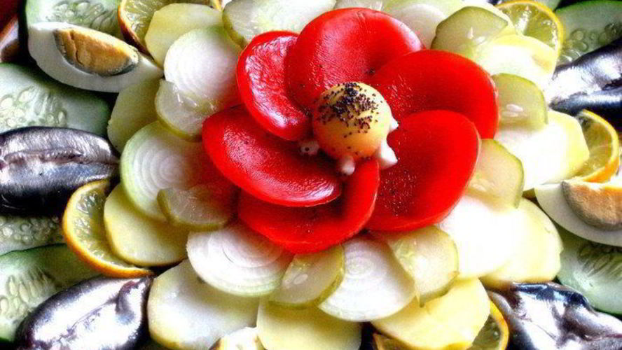 Рецепт закуска в русском стиле с маком в центре