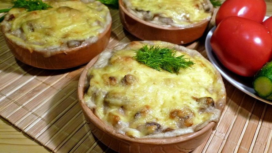 Рецепт жульен с грибами и сметаной